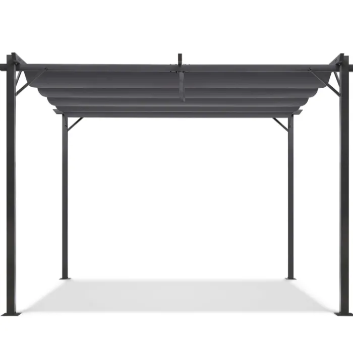 Pergola toit rétractable gris 3x4 M