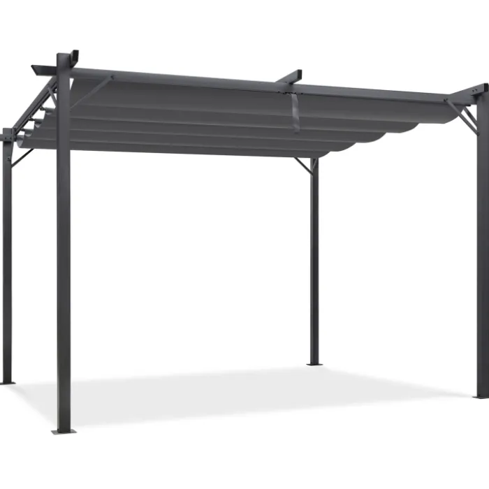 Pergola toit rétractable gris 3x4 M