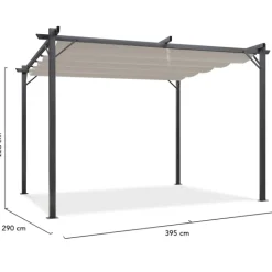 Pergola toit rétractable taupe 3x4 M