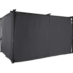 Pergola toit rétractable 3x4m gris avec 4 rideaux