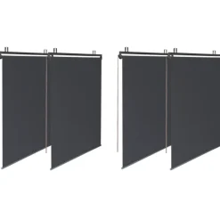 Pergola 3x3 m toit rétractable gris anthracite et stores enrouleurs