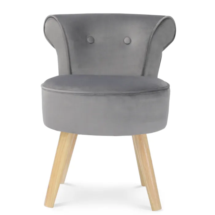Petit fauteuil crapaud gris en velours