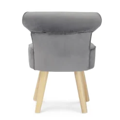 Petit fauteuil crapaud gris en velours
