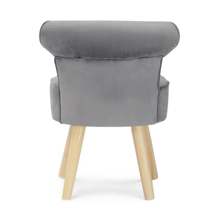 Petit fauteuil crapaud gris en velours