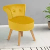 Petit fauteuil crapaud jaune en velours