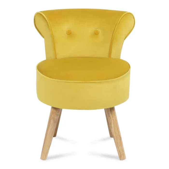 Petit fauteuil crapaud jaune en velours