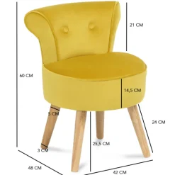 Petit fauteuil crapaud jaune en velours