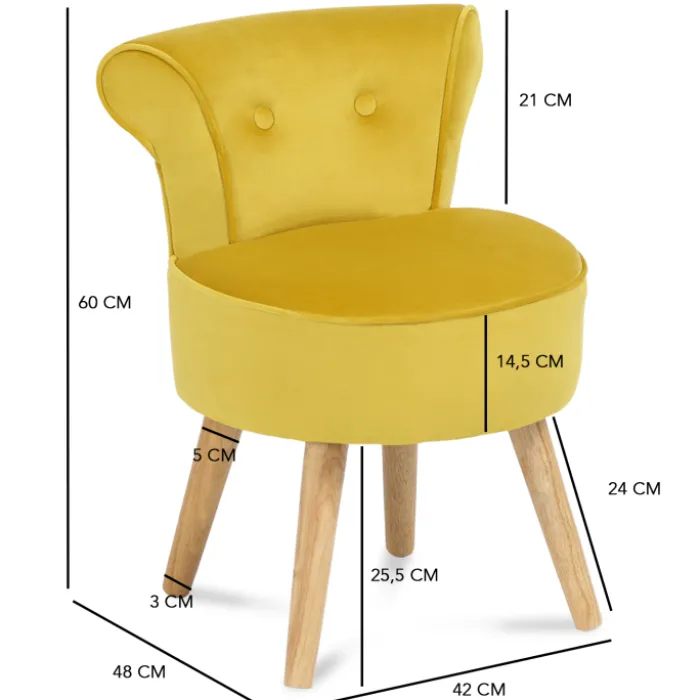 Petit fauteuil crapaud jaune en velours