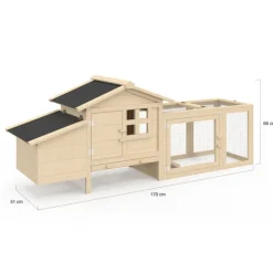 Petit poulailler en bois pour 2 poules avec enclos et pondoir sur pilotis