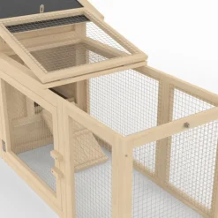 Petit poulailler en bois pour 2 poules avec enclos et pondoir sur pilotis
