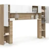 Pont de lit 226 cm avec rangements bois et blanc