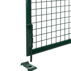 Portail battant grillagé en acier vert 3M15 x 1M50 avec serrure et poignée