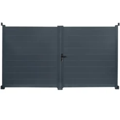 Portail battant 302x160 cm en aluminium gris anthracite