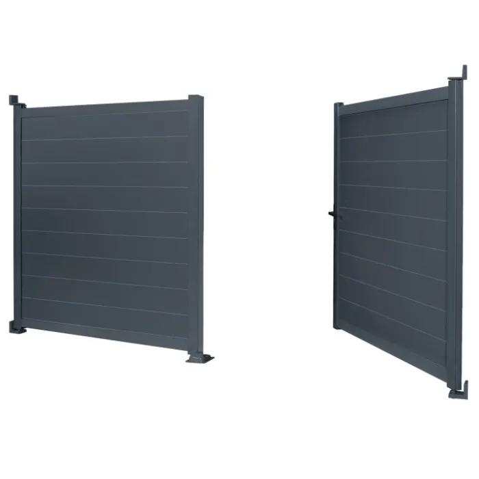 Portail battant 302x160 cm en aluminium gris anthracite