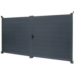 Portail battant 302x160 cm en aluminium gris anthracite
