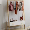 Portant enfant tipi avec 1 porte blanc et bois 130 cm