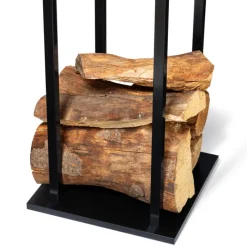 Porte bûches vertical intérieur 112 CM en métal noir