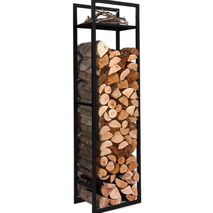 Porte bûches vertical intérieur 170 cm en métal noir