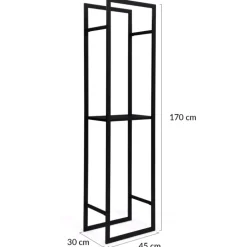 Porte bûches vertical intérieur 170 cm en métal noir