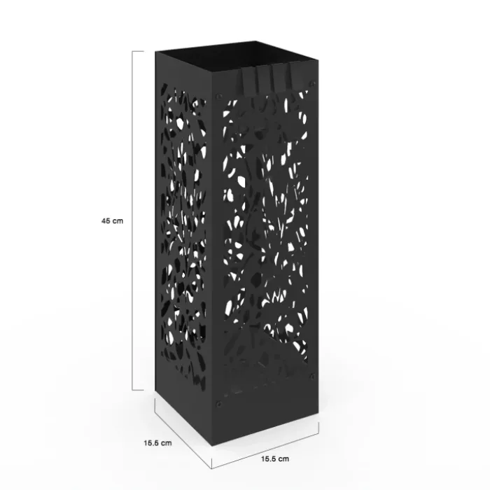 Porte parapluie carré en acier noir 45 cm