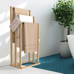 Porte serviettes en bambou 3 niveaux