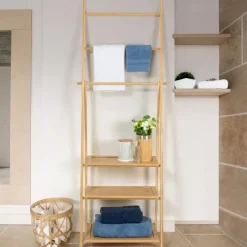 Porte serviettes en bambou pour salle de bain