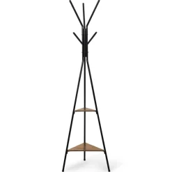 Porte-manteau bois métal design avec plateaux
