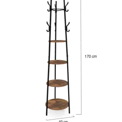 Porte-manteau industriel sur pied avec étagères