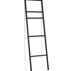Porte-serviettes échelle pour salle de bain en métal noir