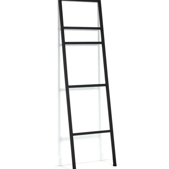 Porte-serviettes échelle pour salle de bain en métal noir