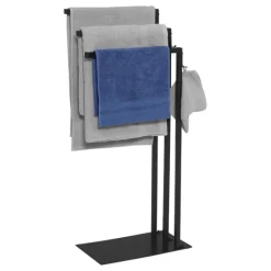 Porte-serviettes sur pied métal noir