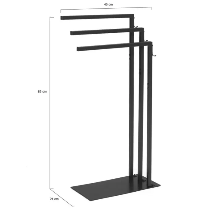 Porte-serviettes sur pied métal noir