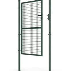 Portillon de jardin 105 x 175 cm en acier avec serrure et poignée vert