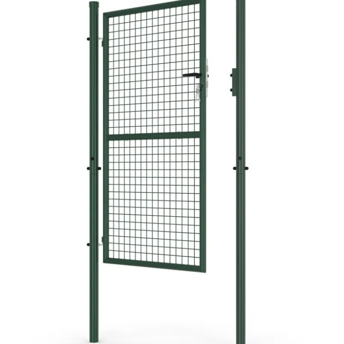 Portillon de jardin 105 x 175 cm en acier avec serrure et poignée vert