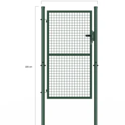 Portillon de jardin 105 x 175 cm en acier avec serrure et poignée vert