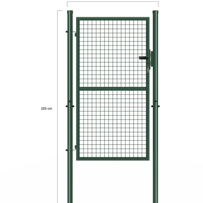 Portillon de jardin 105 x 175 cm en acier avec serrure et poignée vert