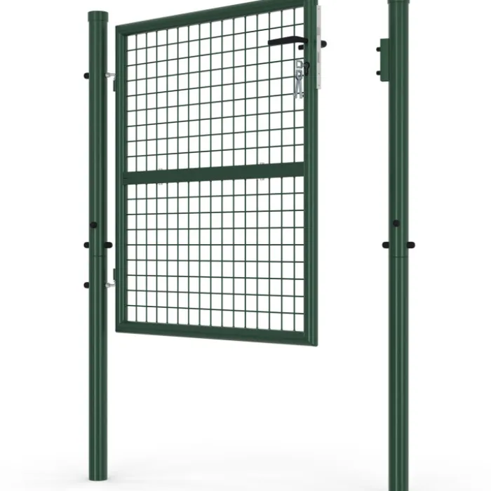 Portillon de jardin 105 x 100 cm en acier avec serrure et poignée vert