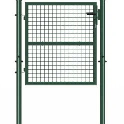 Portillon de jardin 105 x 100 cm en acier avec serrure et poignée vert