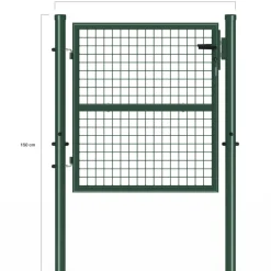 Portillon de jardin 105 x 100 cm en acier avec serrure et poignée vert