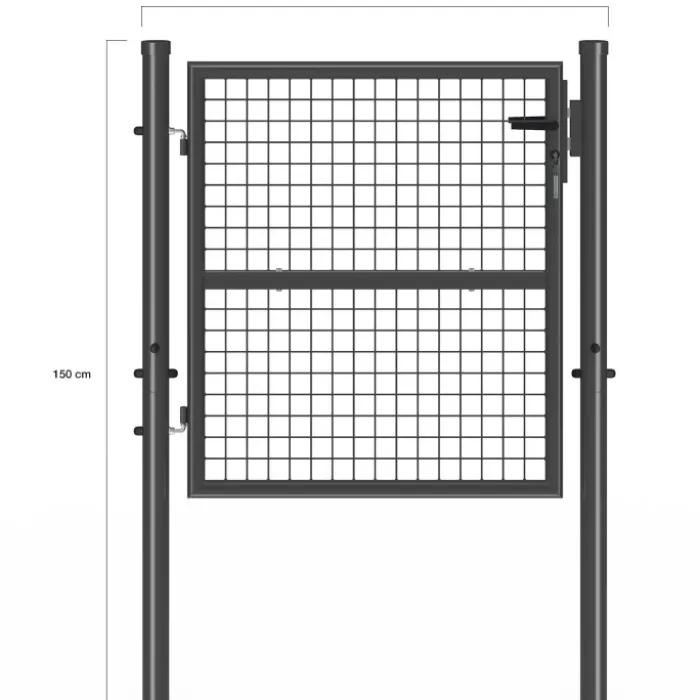 Portillon de jardin 105 x 100 cm en acier avec serrure et poignée gris anthracite