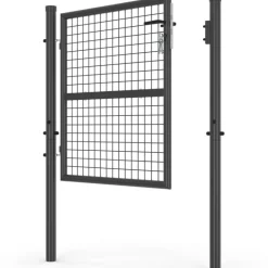 Portillon de jardin 105 x 100 cm en acier avec serrure et poignée gris anthracite