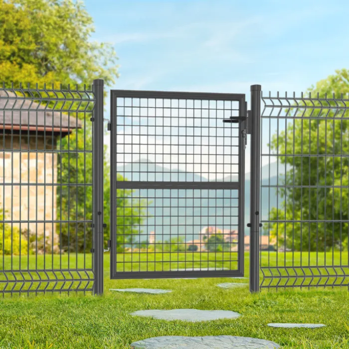 Portillon de jardin 105 x 100 cm en acier avec serrure et poignée gris anthracite