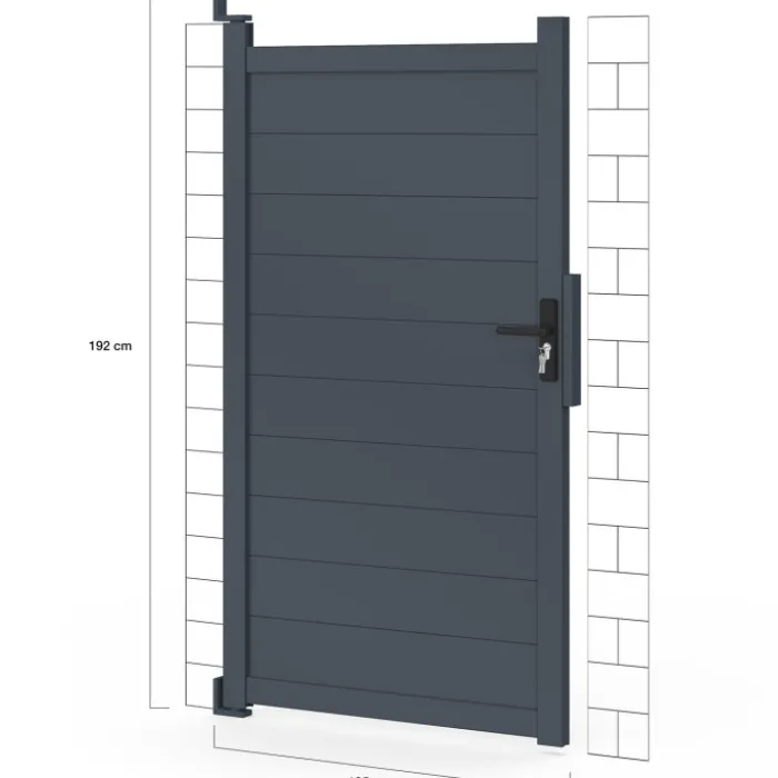 Portillon 100x180 cm en aluminium gris anthracite