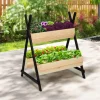 Potager 3 bacs bois finitions noires jardinière tipi
