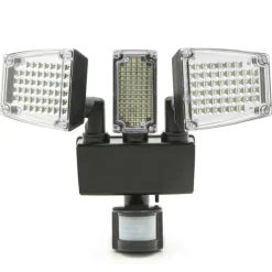 Projecteur LED solaire 3 spots 178 LED avec détecteur de mouvement