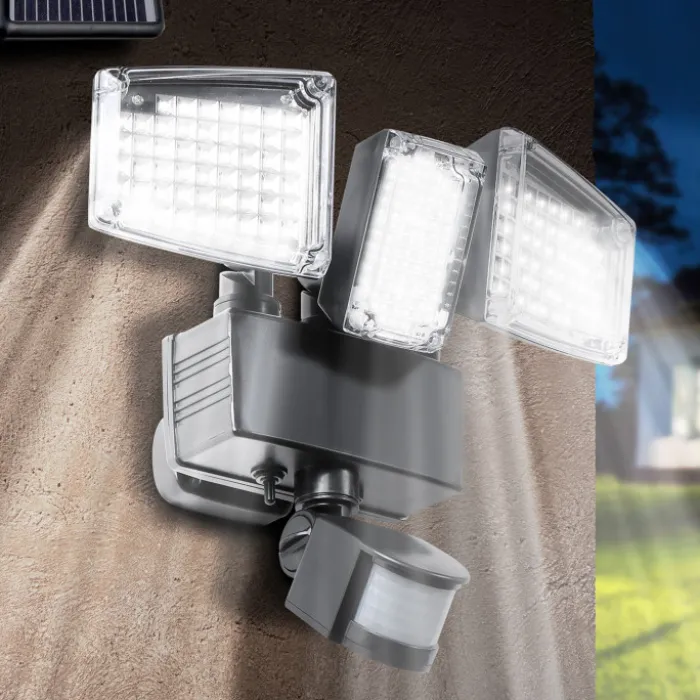 Projecteur LED solaire 3 spots 178 LED avec détecteur de mouvement