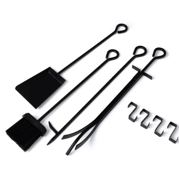 Range bûches vertical en acier noir et accessoires