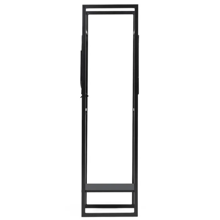 Range bûches vertical en acier noir et accessoires