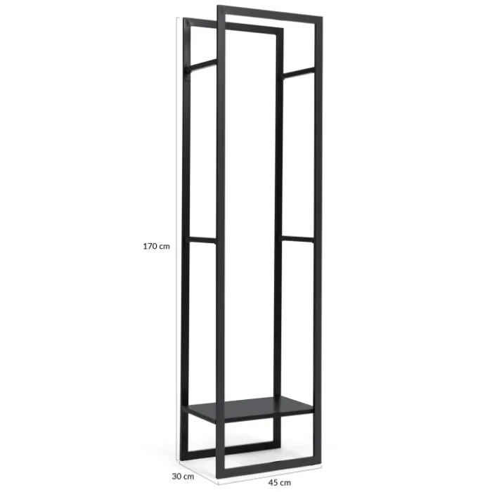 Range bûches vertical en acier noir et accessoires