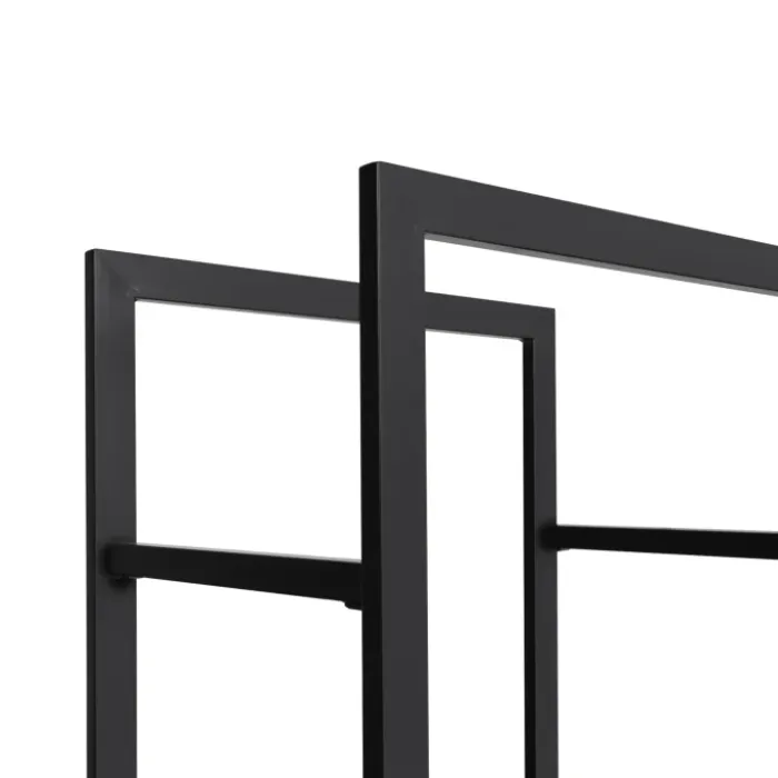 Range bûches vertical en acier noir et accessoires